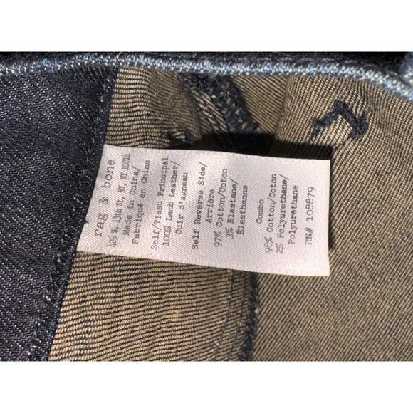 Rag & Bone Leather‎ Coated Skinny Jeans Dark Wash Denim Pants Size 30 - Picture 10 of 13